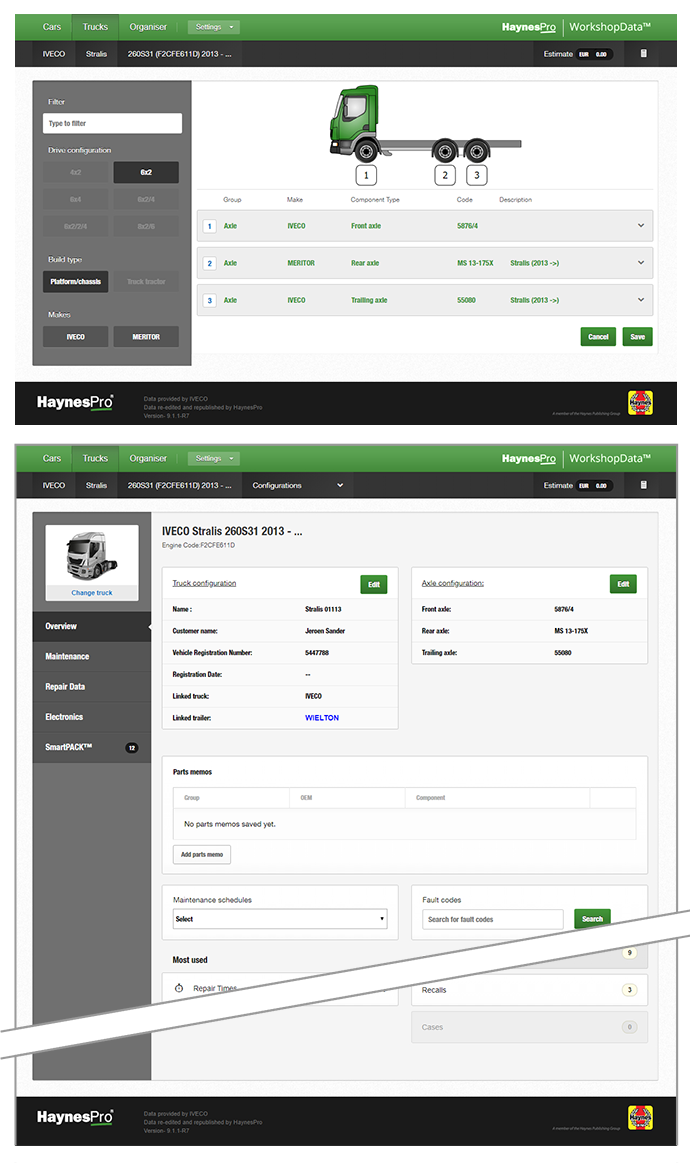 Screenshot truck and trailer configuration